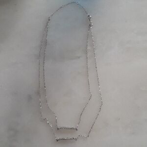 Delicate Layered Silver Necklace with Sparkling Bars